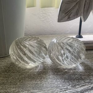 Set of Lead Glass Swirl Votive/Tea Light Holder